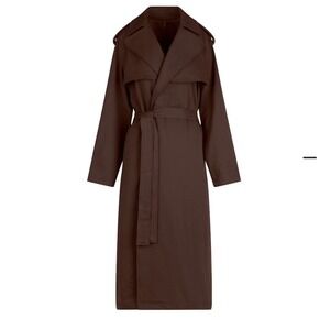 NWT SKIMS Boyfriend Fleece Trench Coat Belted Oversized Women Onyx XL Dramatic